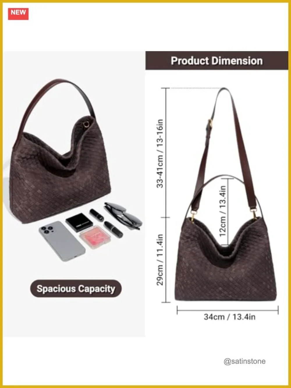 Woven Suede Hobo Bag with Leather Crossbody Strap Tote